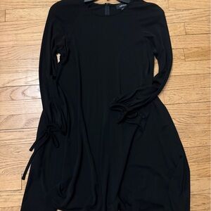 Karen Kane Black Long Sleeve Shift Dress – Tie Sleeves & Pockets – Size M